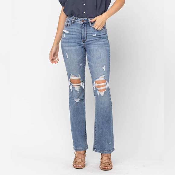 Judy Blue Faye Stone Wash Ripped Bootcut Jeans Size: 5/27 - Picture 2 of 7